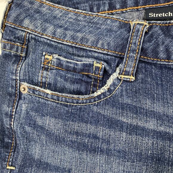 Arizonia Jean Shorts Junior 7 Medium Wash Denim Bermuda Roll‎ Up Modest Jorts - Picture 6 of 11
